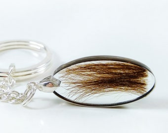 Llavero personalizado de recuerdo de cabello: Memorial de pérdida de cabello en plata esterlina