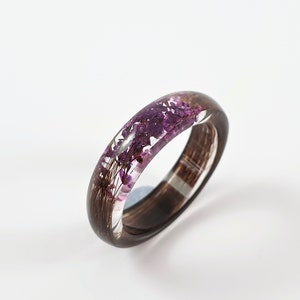 Lock of hair ring, Pet loss jewellery, Purple flower memorial ring, Horse hair ring, Custom resin hair keepsake, Loss of Mum Dad Child Gift
