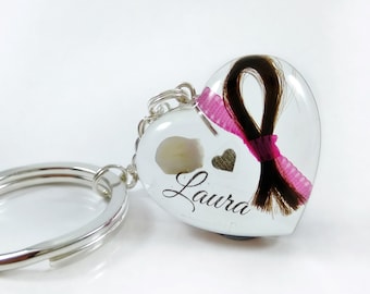 Llavero conmemorativo de pelo de bebé: joya conmemorativa de plata de ley