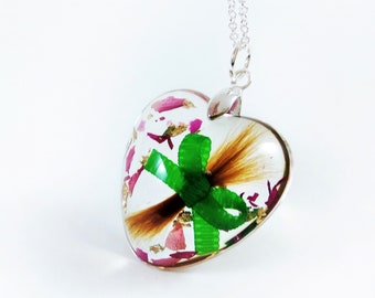 Collar con colgante de corazón de resina personalizado, joyería conmemorativa para guardar el cabello.