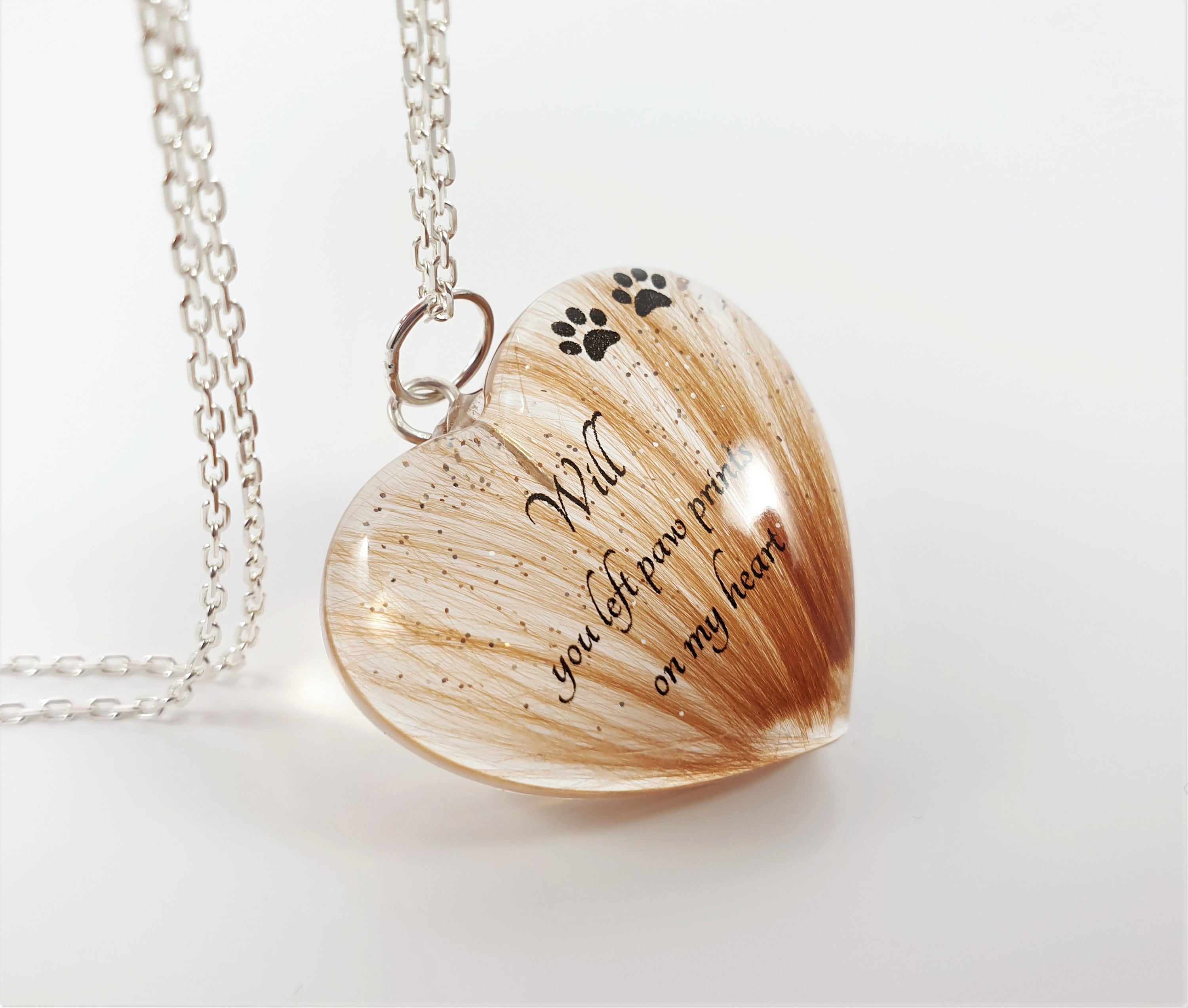 Pet Hair Keepsake Necklace You Left Paw Prints on My Heart Etsy