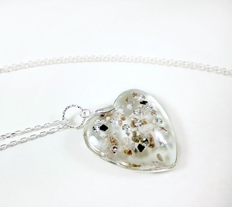 Ashes necklace with crystals of Swarovski®, Cremation jewellery, Pet memorial pendant, Ashes heart locket, Pet Loss Custom Memorial gifts image 2