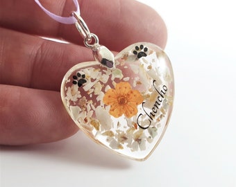 Collar conmemorativo de corazón personalizado: recuerdo de mascota/cenizas, plata de ley