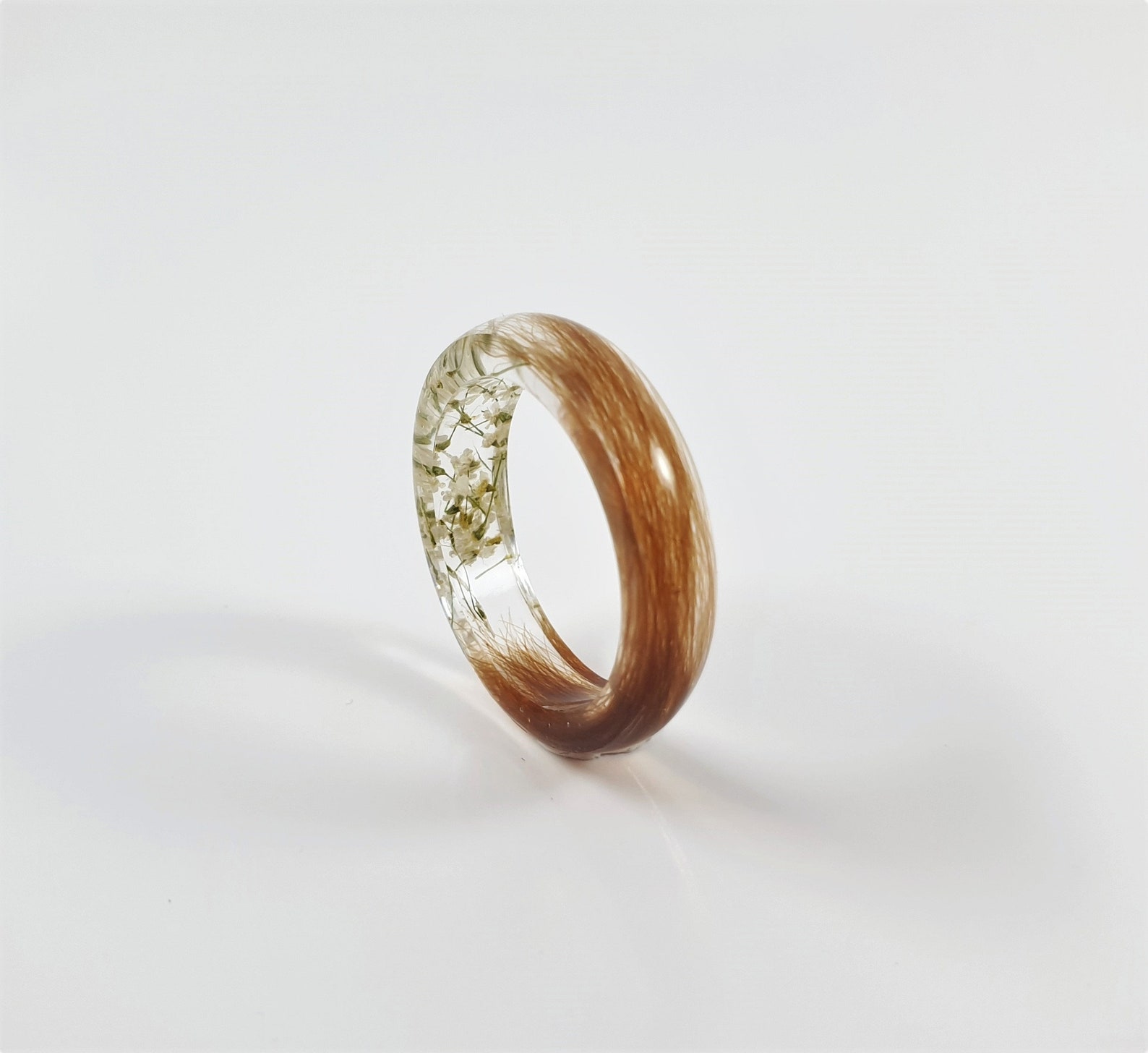 First Haircut Ring Lock of Hair Keepsake White Flower Etsy UK