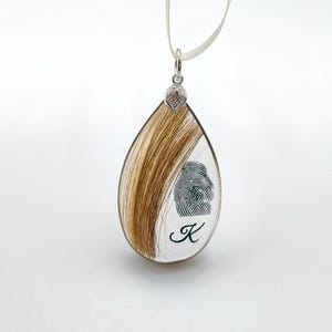 Actual fingerprint jewelry, Lock of hair keepsake. Loss of Mum Dad Child, Hair Memorial jewellery, Pet loss pendant, Fingerprint necklace