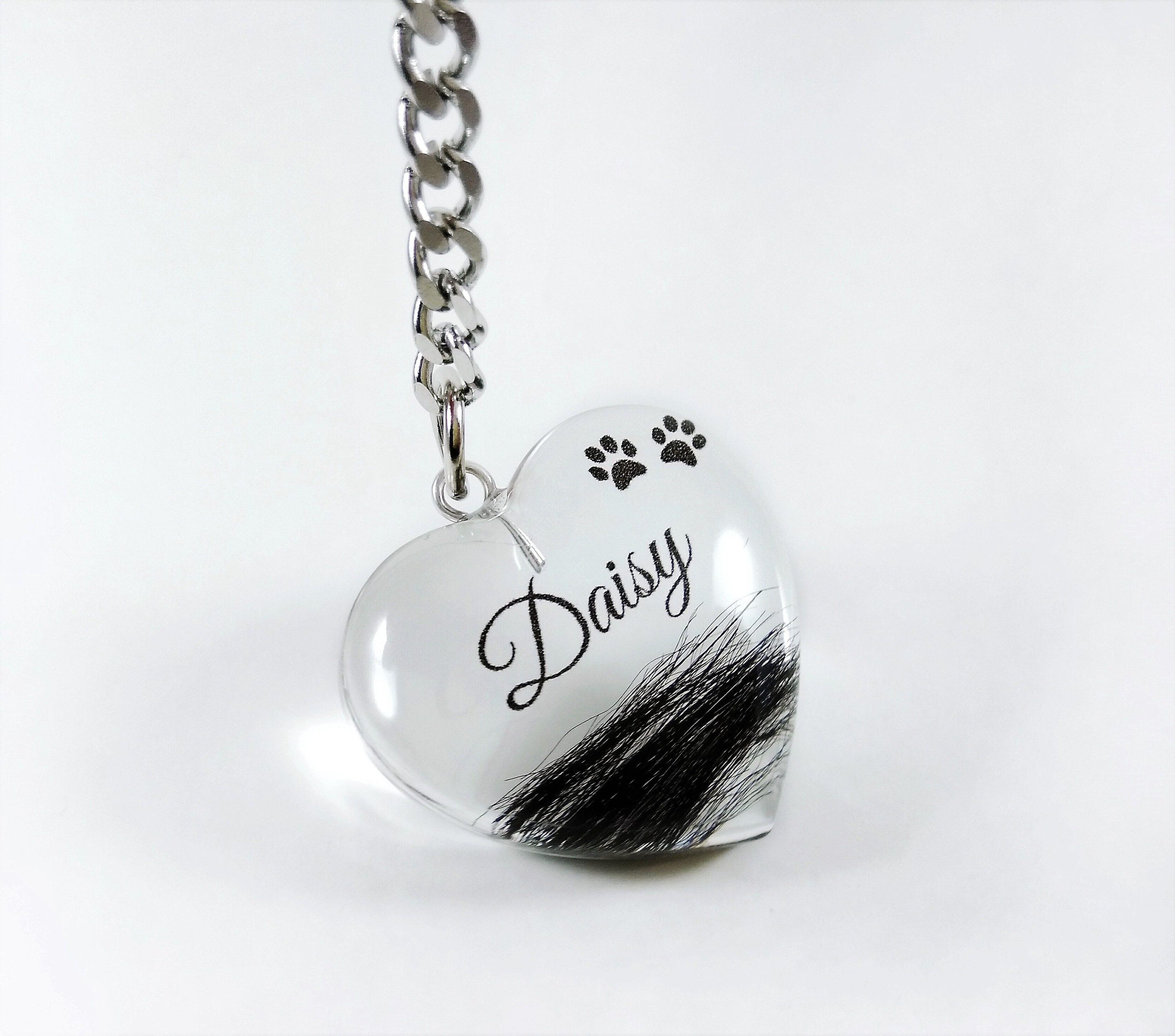 Personalised Pet Hair Locket Memorial Heart Pendant With Name Etsy