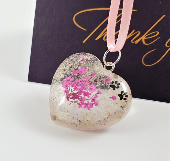 Cremation Ashes Necklace Heart Memorial Necklace Pet Loss