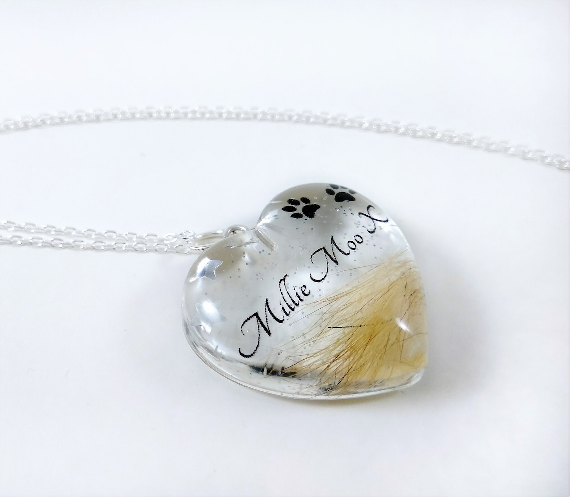 Custom pet hair keepsake Heart memorial locket Pet loss Etsy
