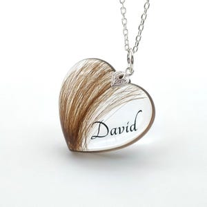 Beautiful Resin Heart Shaped Pendant with Lock of Hair, Finished with Sterling Silver, Personalised Memorial Necklace with Hair, Fur, Ashes