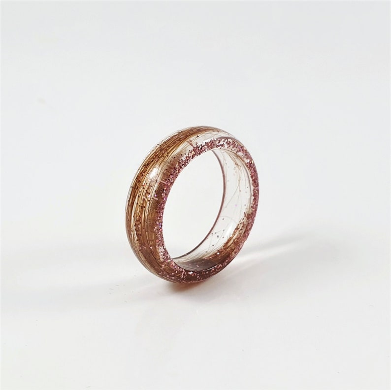 Memorial Hair Keepsake Ring With Glitter Lock of Hair Etsy