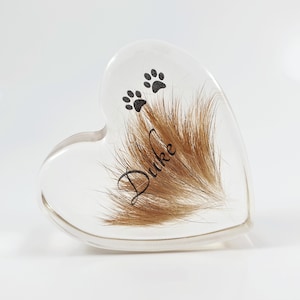Bespoke Heart paperweight, Pet fur memorial, Custom Hair keepsake, Personalised loss of pet gift, Resin home decor, Loss of Dog Cat Ornament