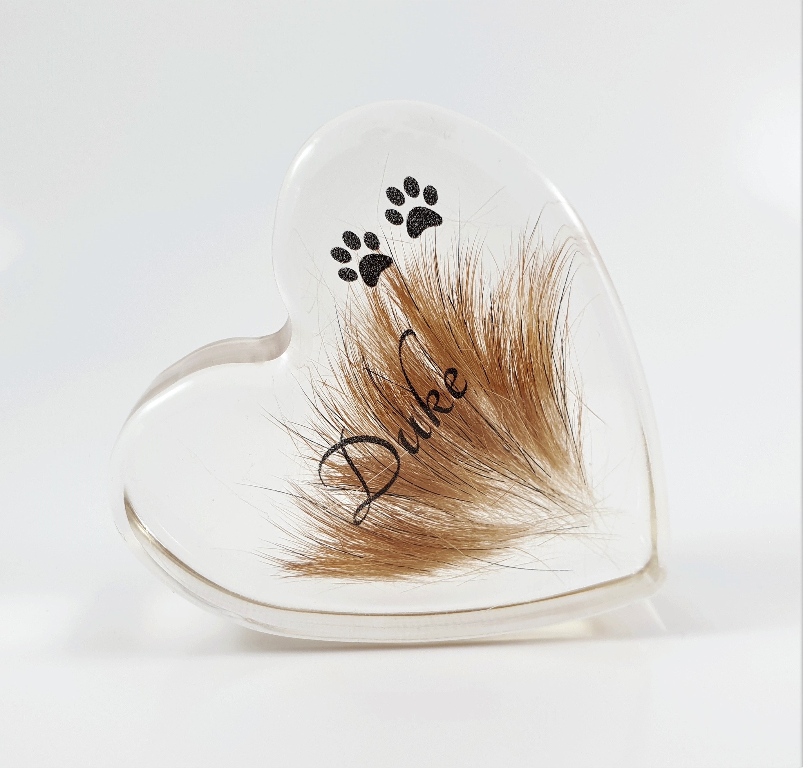 Bespoke Heart paperweight Pet fur memorial Custom Hair Etsy