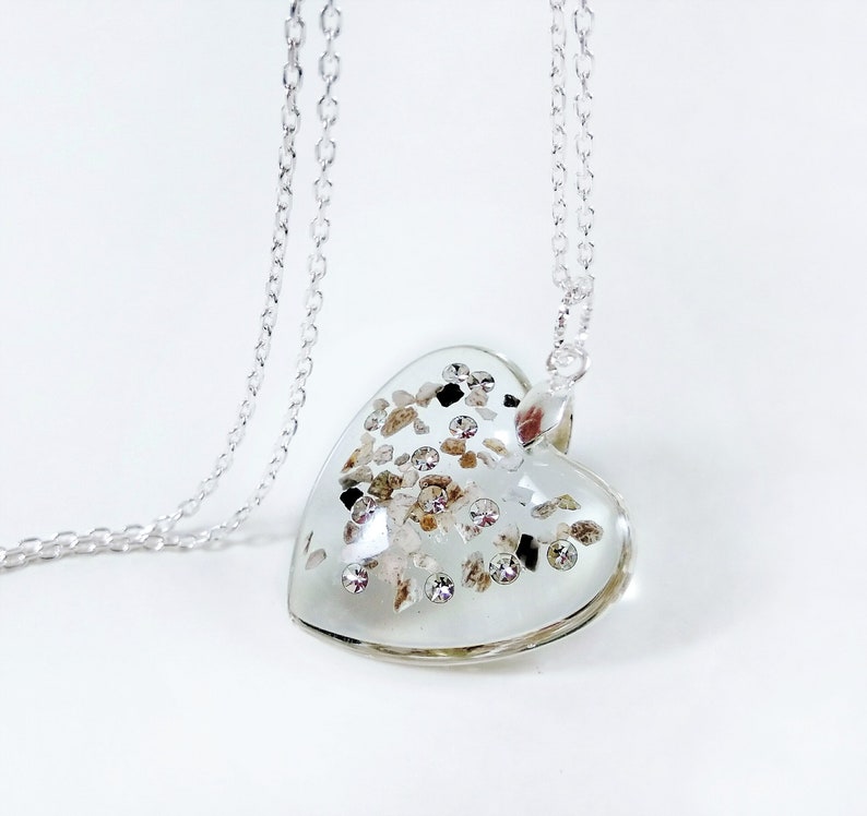 Ashes necklace with crystals of Swarovski®, Cremation jewellery, Pet memorial pendant, Ashes heart locket, Pet Loss Custom Memorial gifts image 1