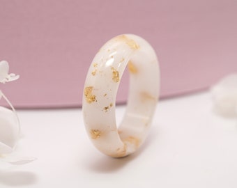 Resin Breastmilk Ring with Foil Flakes, Gold, Silver, Rose Gold and more: Keepsake Jewelry