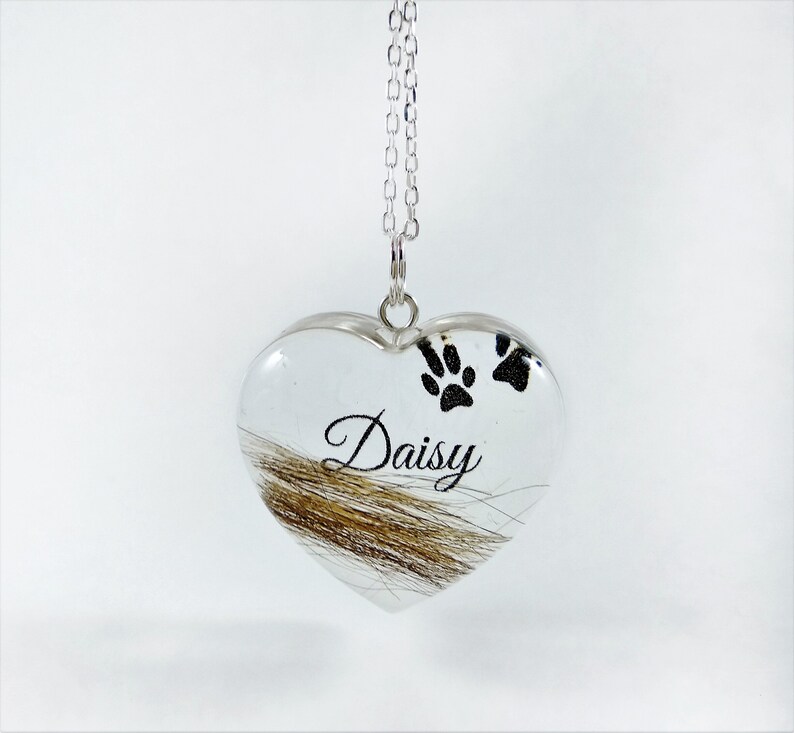 Personalised Pet Hair Locket Memorial Heart Pendant with Name Etsy