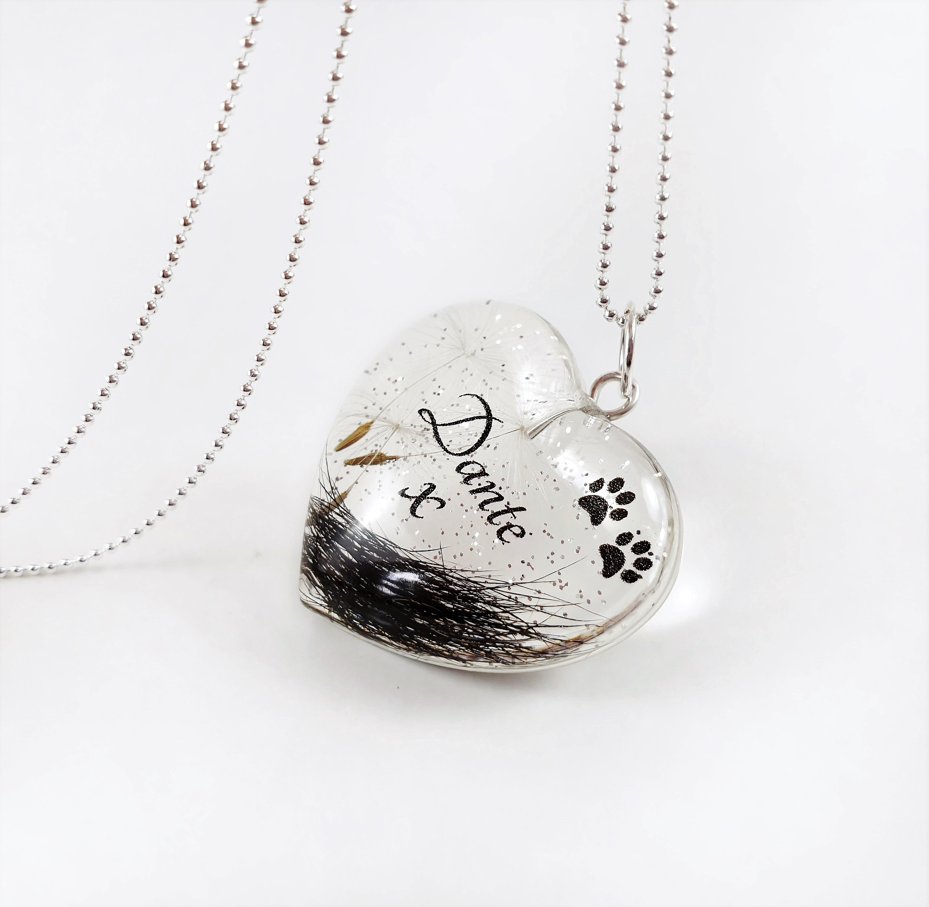 Personalised Pet Hair Locket Memorial Heart Pendant With Name Etsy