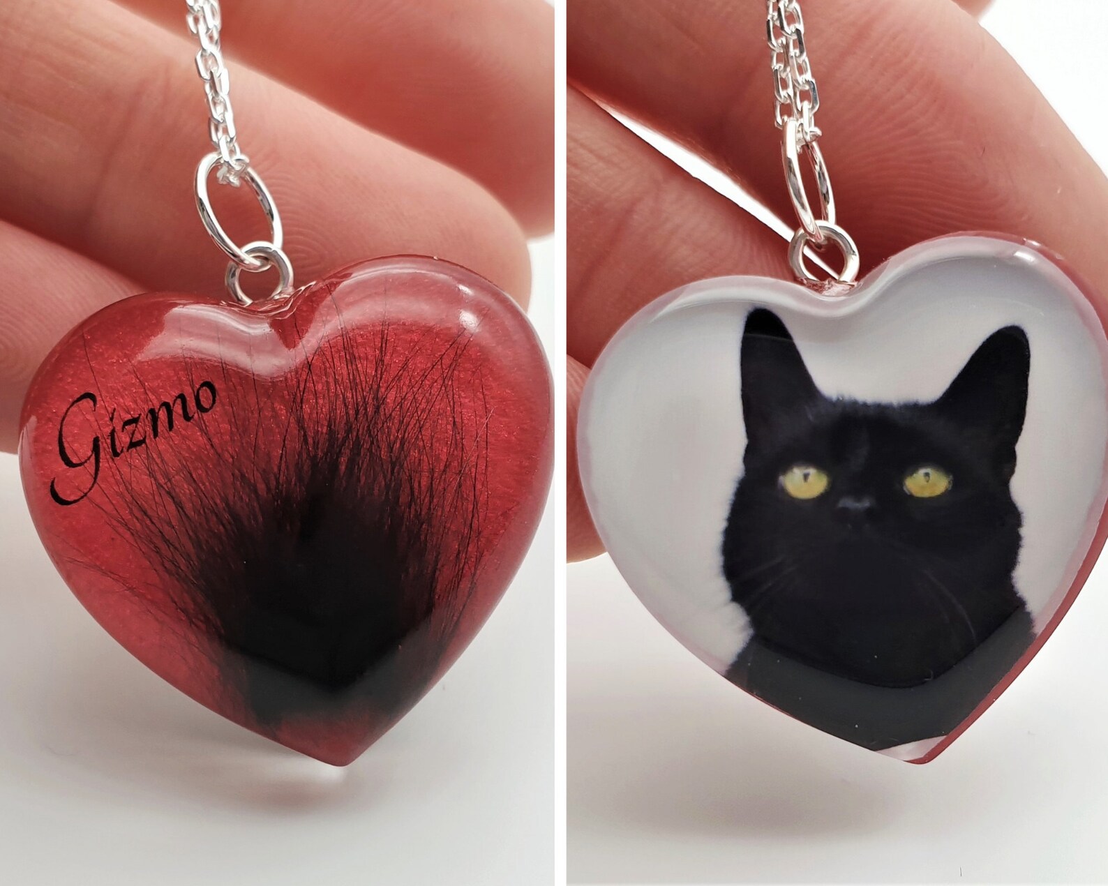 Hair and Photo Keepsake Cat Memorial Necklace Lock of Hair Etsy UK