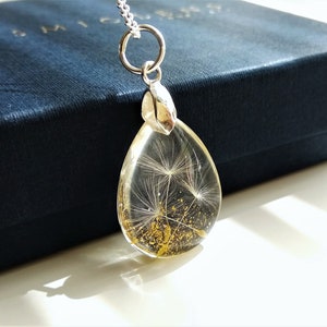 Dandelion Seed Necklace, Sterling Silver Pendant Necklace, Resin Jewellery, Make a Wish, Clear Teardrop necklace, Wish necklace for women image 7