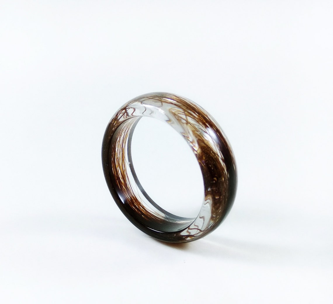 Lock of hair keepsake ring Custom resin jewelry Clear Etsy