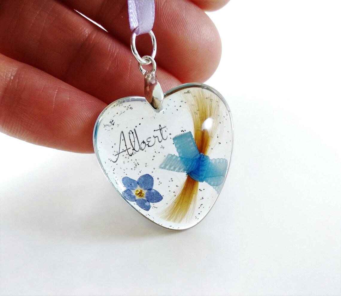 Lock of hair keepsake Baby first hair locket Heart memorial Etsy