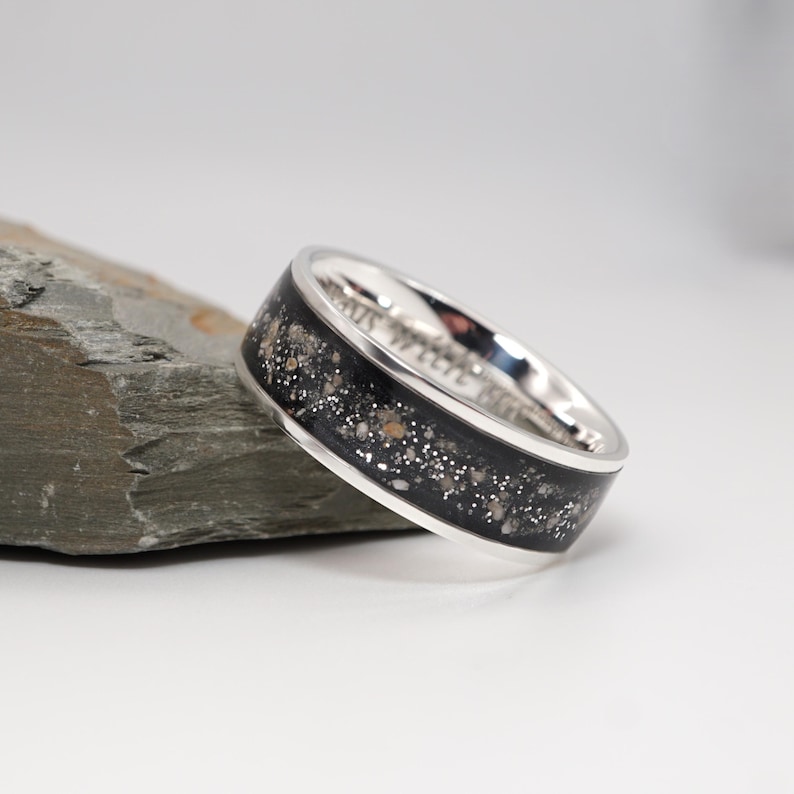Memorial Ring With Ashes • Sterling Silver Band • Custom Keepsake ...