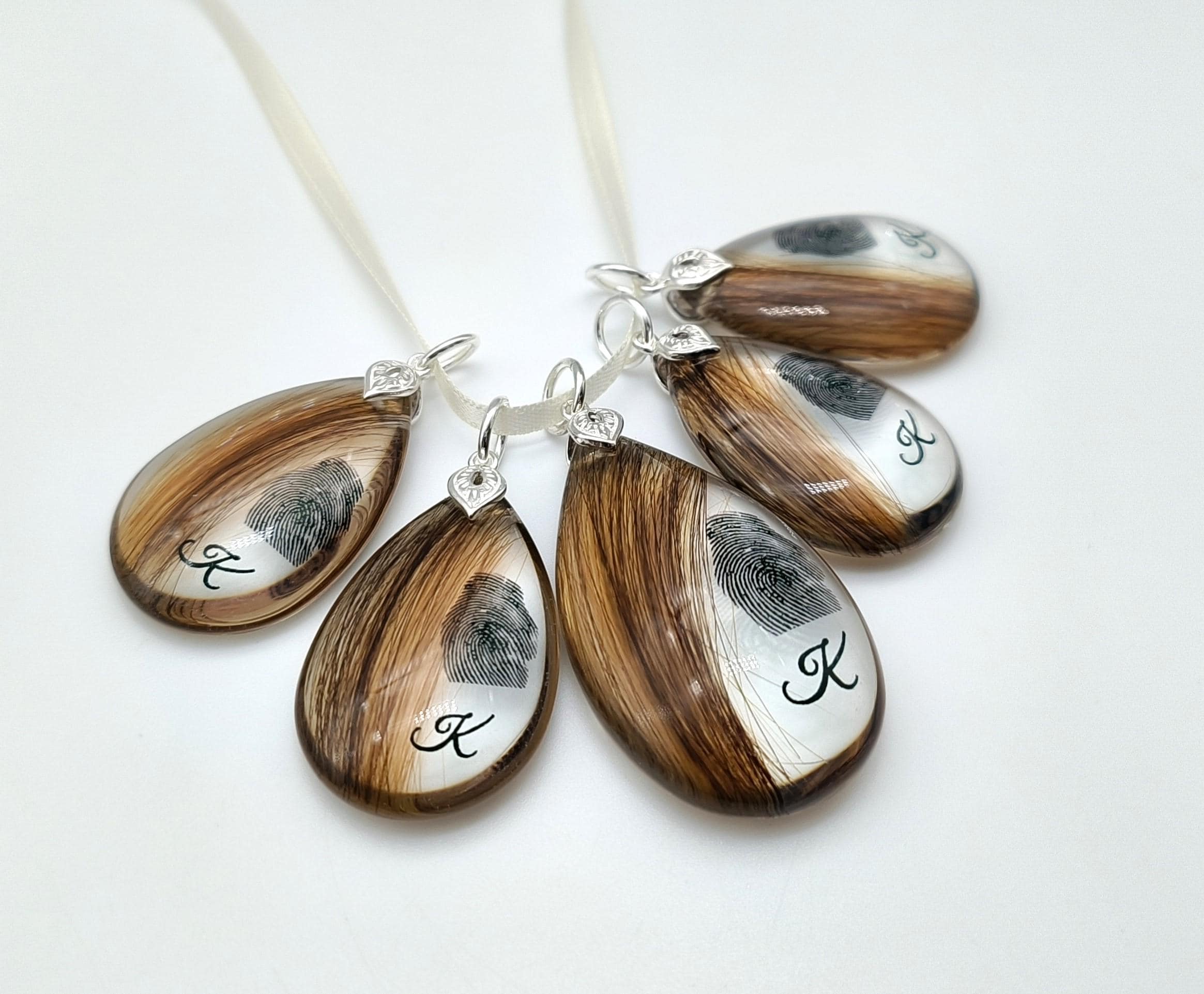 Resin Fingerprint and Hair Keepsake Pendant, Sterling Silver