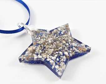 Collana con ceneri in resina Blue Star: ricordo commemorativo per animali domestici