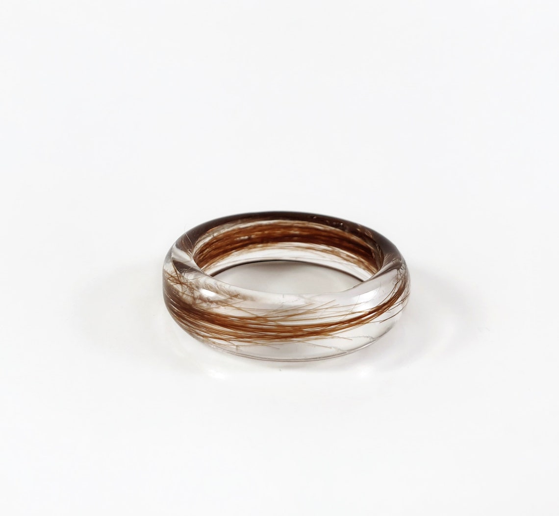 Lock of hair keepsake ring Custom resin jewelry Clear Etsy