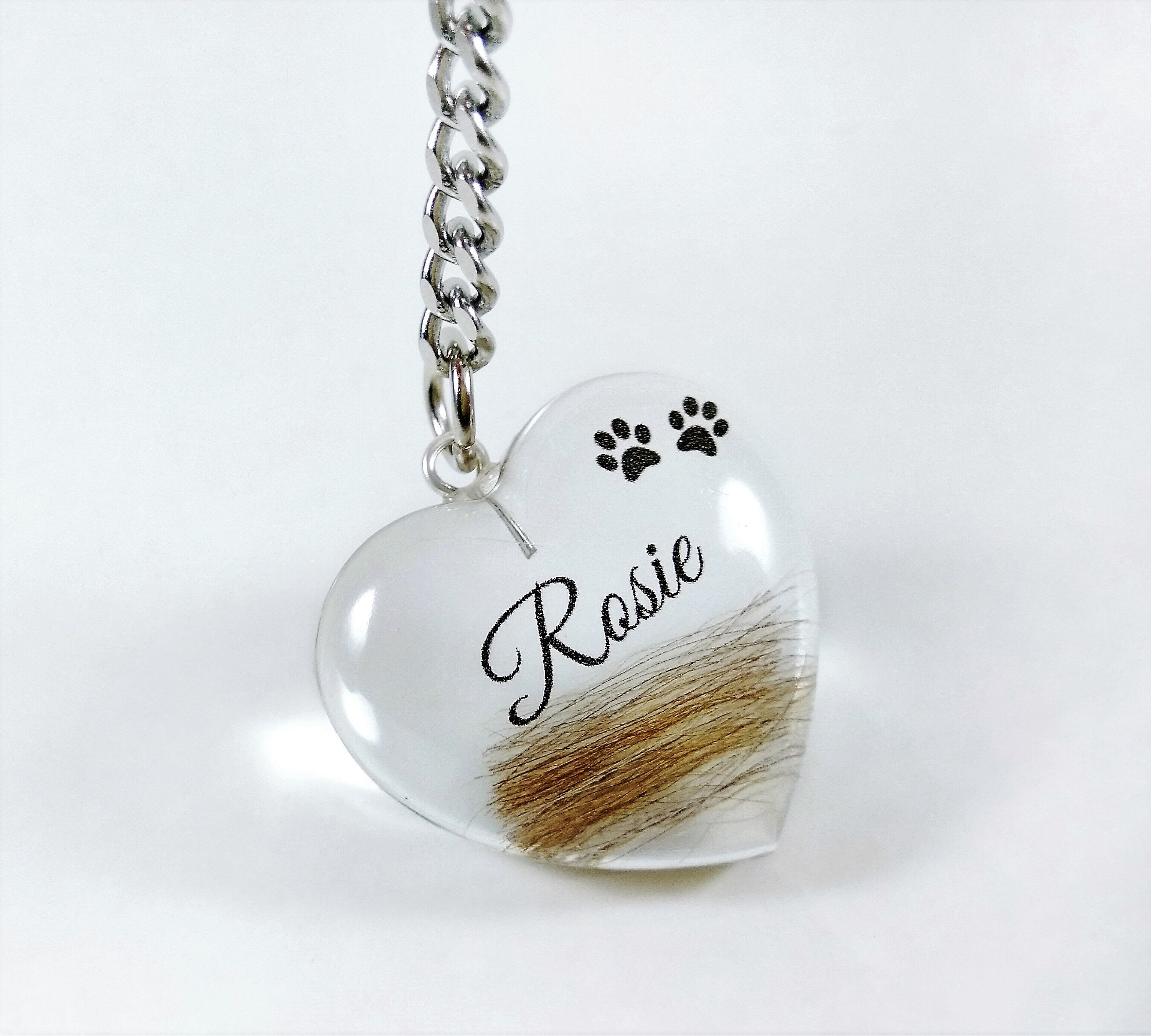 Personalised Pet Hair Locket Memorial Heart Pendant With Name Etsy