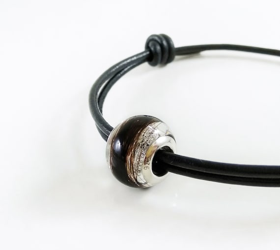 Memorial Jewellery for Men Lock of Hair Keepsake European Bead Charm Bracelet Leather Cord Adjustable Bracelet for Men Dad Son Husband Gift Etsy