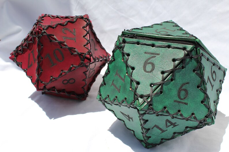20 Sided Leather Dice Bag Etsy