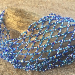 Blue Beaded Necklace Handmade