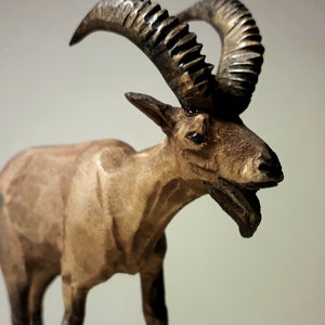 Goat-antelope sculpture, wooden antelope, mountain goat figurine, goat figure, wild goat, animal carving, animal artwork gift, handmade goat