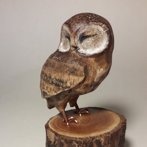 Figurine owl, wooden art piece, owl carving, owl sculpture, animal collection, owl collectors, unique owl sculpture, owl gift for her