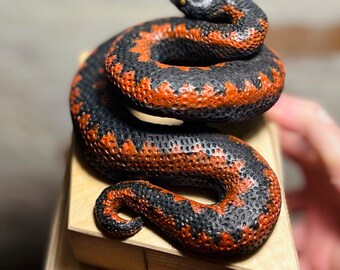 Realistic Snake Sculpture, Red Snake Figure, Detailed Snake Decor, Christmas Gift Ideas, Reptile Lover Gift, Unique Collection, Animal Art