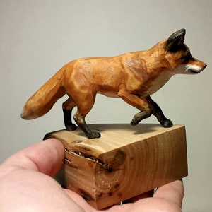 Red fox sculpture, wooden figurine, animal collectible, fox statue, pre-order, fox lovers gift, fox art, animal art gift