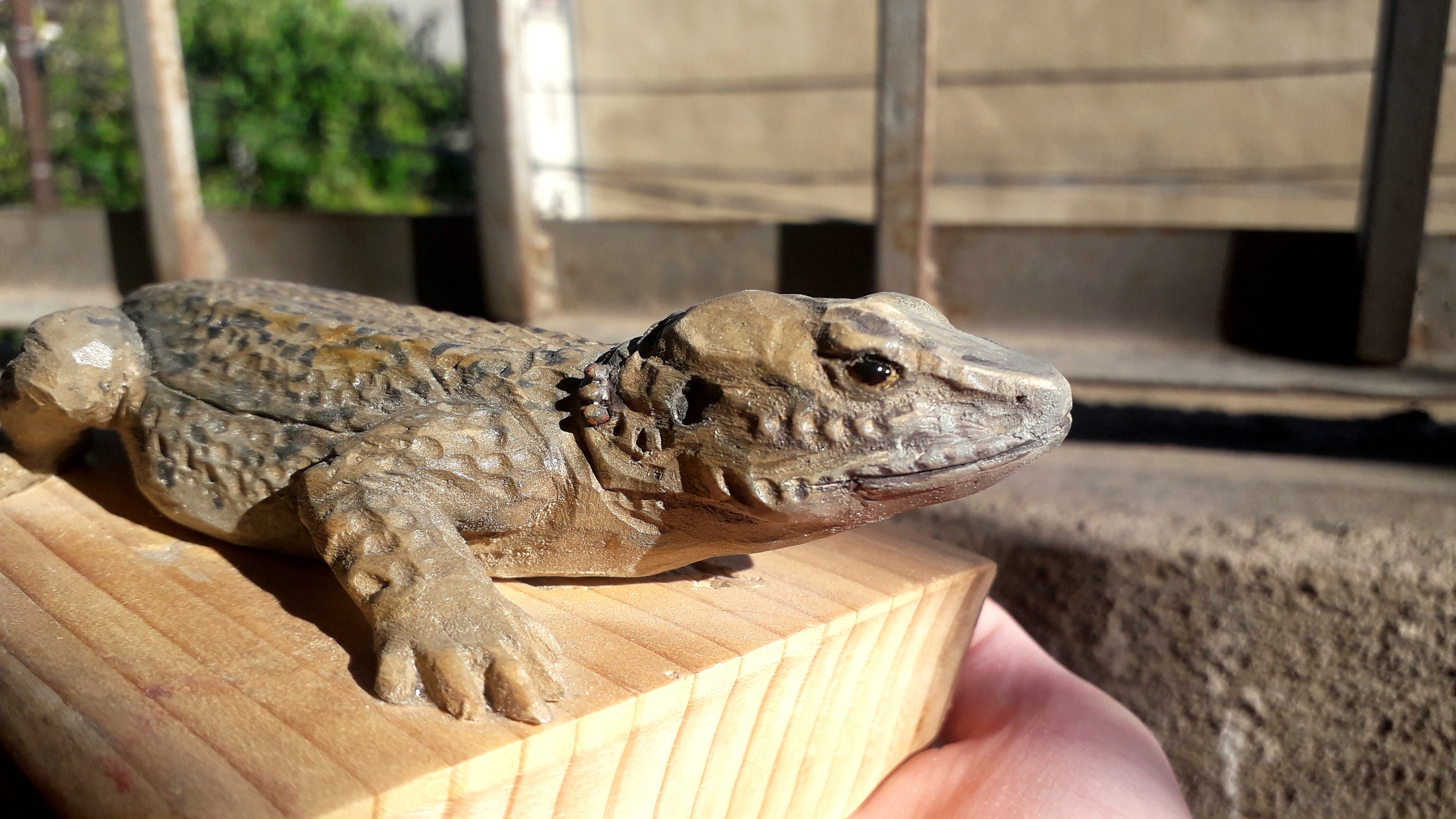 Lizard Sculpture Wooden Large Lizard Animal Carving Etsy