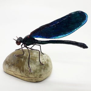 Handmade Damselfly Figurine, Insect Art Collection, Unique Insect Figurine, Damselfly Sculpture, Gift For Christmas for Insect Lovers