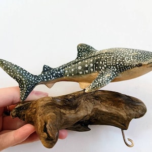 Wooden Whale Shark Figurine, Wildlife Art Sculpture, Shark Collection, Marine Art, Ocean Animals, Gift for Christmas, Shark Collection