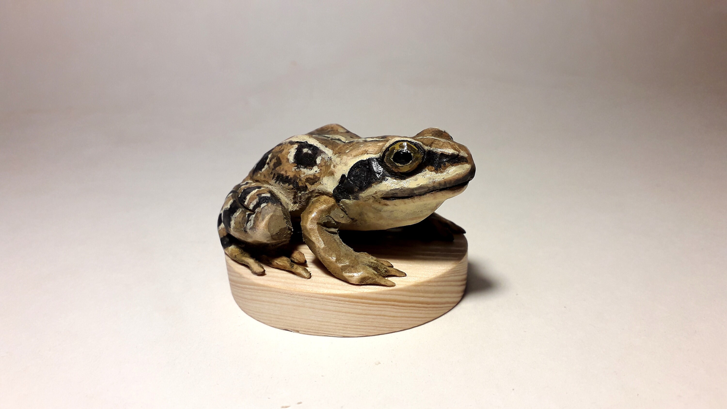 Wooden Frog Sculpture Handmade Realistic Figure Detailed Etsy