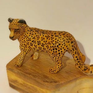 Leopard sculpture, wooden leopard, animal carving, handmade leopard, animal sculptures, wild cat, leopard fogurine for sale