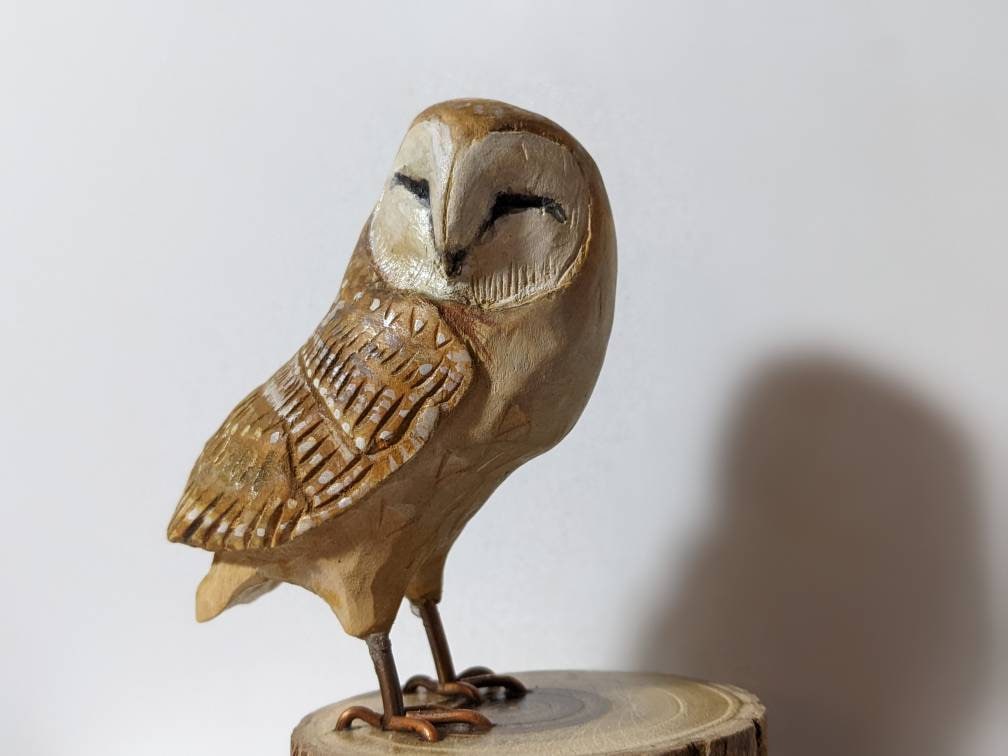 Barn Owl wood sculpture wall art by Jason Tennant - The Owl Pages
