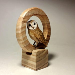 Barn owl sculpture, little wooden owl, gift for owl lover, bird ornament, hand carved birds, owl art gift, owl ornament,