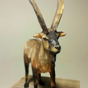 Wild Goat Sculpture, Bezoar Mountain Goat Figurine, Hand-Carved Wooden Animal, Goat Carving, Unique Animal Gift, Detailed Wildlife Decor