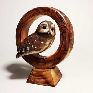Tawny owl handmade sculpture, wooden figurine, pre-order, owl statue, owl collectors, gift for bird lovers, gift for owl lovers
