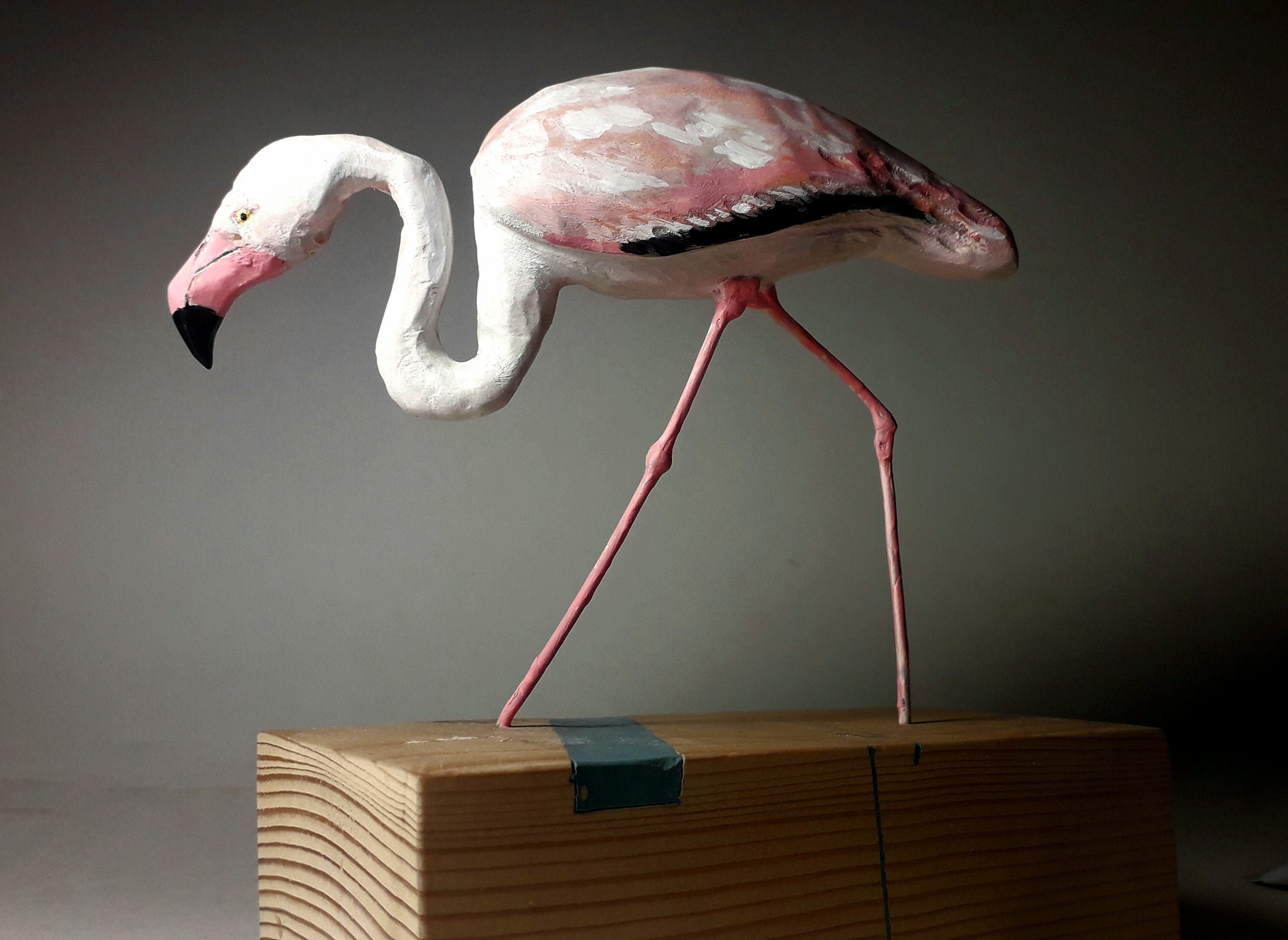 Wooden Flamingo Statue Hand Carved Flamingo Gift for Bird Etsy