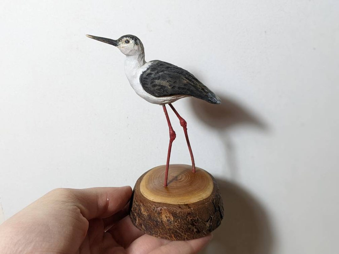 Wooden Shore Bird, Stilt Sculpture, Shore Bird Figurine, Animal