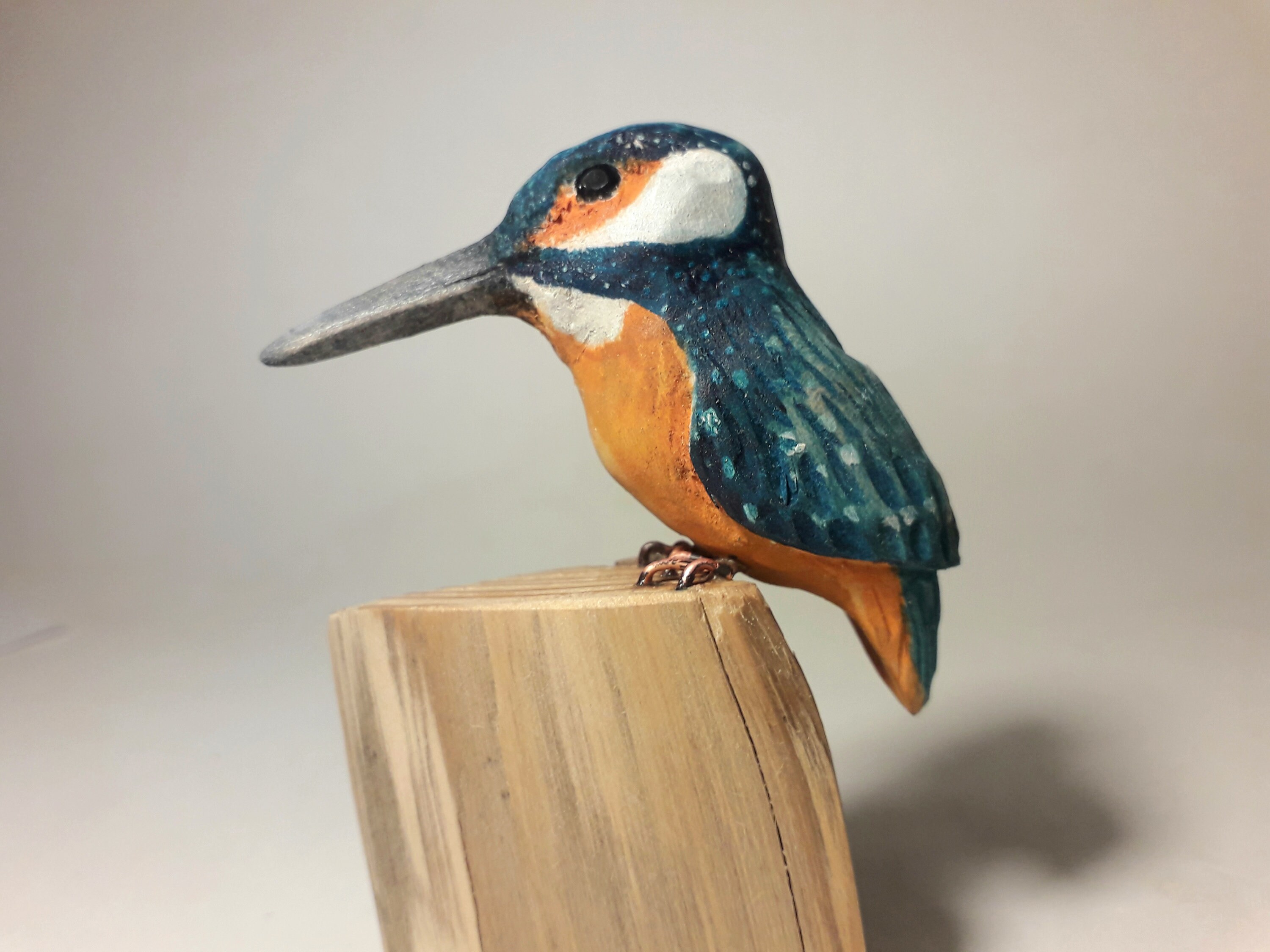 ハンドメイド 木製 カワセミの彫刻 2羽