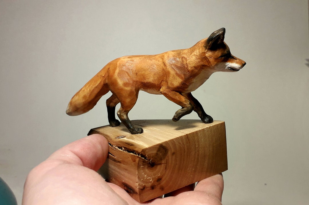 Red Fox Sculpture, Wooden Figurine, Animal Collectible, Fox Statue, Preorder, Fox Lovers Gift