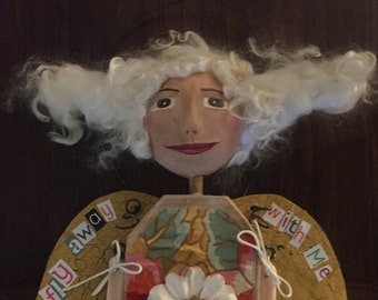 Cecelia: Angel Art Doll, Paperclay Art Doll, Sculpted Wall Figurine, Whimsical Doll, OOAK Art Doll, Angel Wall Art